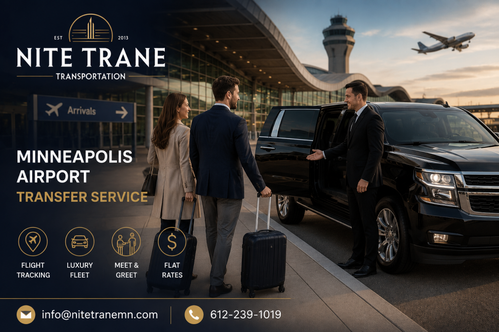 Luxurious airport transfer service at sunset