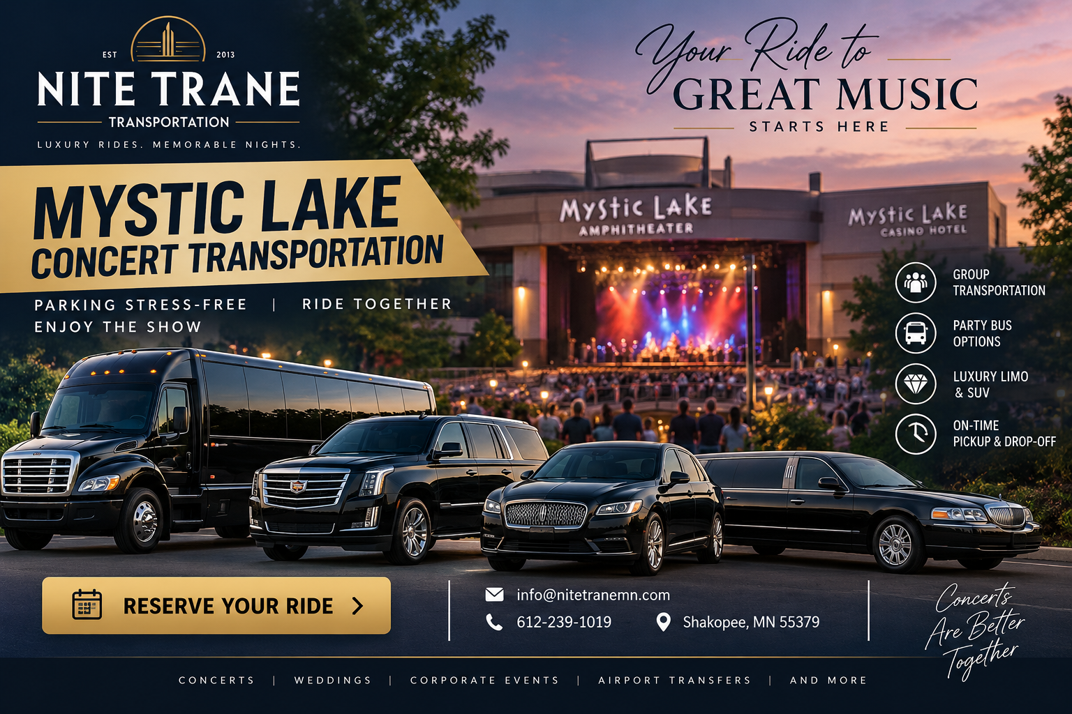 Mystic Lake Concert Transportation